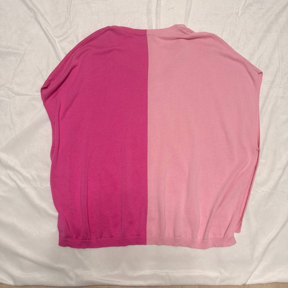 NOC Color Block Pink Knit Oversized Top Resort Swim Cover Up Coquette Y2K Size L - Picture 3 of 7